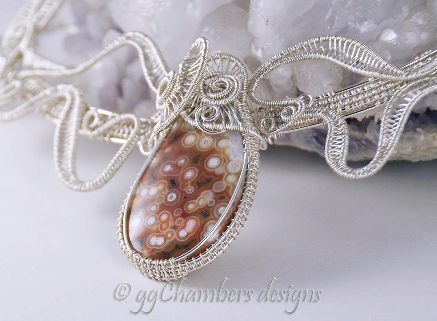 Woven Wire Helix with Ocean Jasper