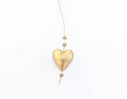 Kylie Jones's Gold Heart Necklace - , Contemporary Wire Jewelry, Loops, Wire Loop, Wrapped Wire Loop, gold heart necklace
