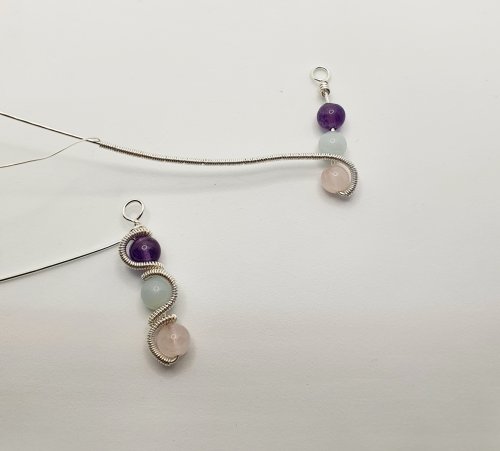 Natalie Patten's Coiled Wrap Bead Earrings - , Contemporary Wire Jewelry, Spirals, Wire Spiral, Spiral Wire Wrap, , coiled wrap bead earrings