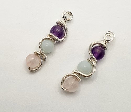 Natalie Patten's Coiled Wrap Bead Earrings - , Contemporary Wire Jewelry, Spirals, Wire Spiral, Spiral Wire Wrap, , coiled wrap bead earrings