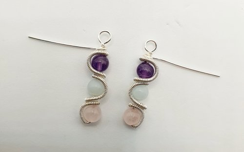 Natalie Patten's Coiled Wrap Bead Earrings - , Contemporary Wire Jewelry, Spirals, Wire Spiral, Spiral Wire Wrap, , coiled wrap bead earrings