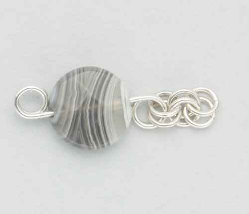 Kylie Jones's Botswana Agate Half Byzantine Chain Maille Necklace  - , Chain Maille Jewelry, Making Chain, Chain Making , stone and chain maille necklace