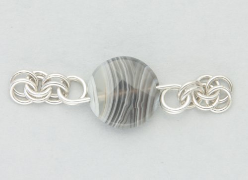 Kylie Jones's Botswana Agate Half Byzantine Chain Maille Necklace  - , Chain Maille Jewelry, Making Chain, Chain Making , stone and chain maille necklace