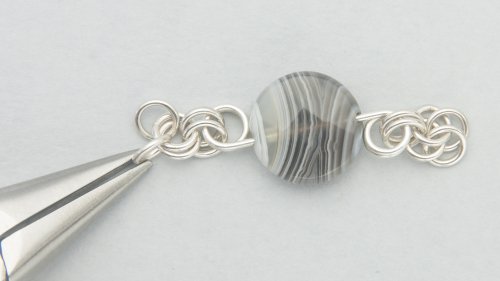 Kylie Jones's Botswana Agate Half Byzantine Chain Maille Necklace  - , Chain Maille Jewelry, Making Chain, Chain Making , stone and chain maille necklace