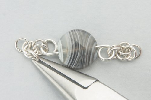 Kylie Jones's Botswana Agate Half Byzantine Chain Maille Necklace  - , Chain Maille Jewelry, Making Chain, Chain Making , stone and chain maille necklace