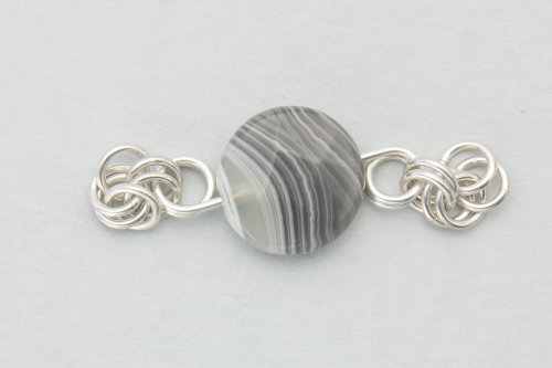 Kylie Jones's Botswana Agate Half Byzantine Chain Maille Necklace  - , Chain Maille Jewelry, Making Chain, Chain Making , stone and chain maille necklace