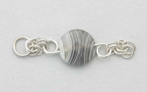 Kylie Jones's Botswana Agate Half Byzantine Chain Maille Necklace  - , Chain Maille Jewelry, Making Chain, Chain Making , stone and chain maille necklace