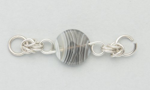 Kylie Jones's Botswana Agate Half Byzantine Chain Maille Necklace  - , Chain Maille Jewelry, Making Chain, Chain Making , stone and chain maille necklace