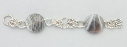 Kylie Jones's Botswana Agate Half Byzantine Chain Maille Necklace  - , Chain Maille Jewelry, Making Chain, Chain Making , stone and chain maille necklace