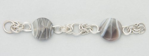 Kylie Jones's Botswana Agate Half Byzantine Chain Maille Necklace  - , Chain Maille Jewelry, Making Chain, Chain Making , stone and chain maille necklace