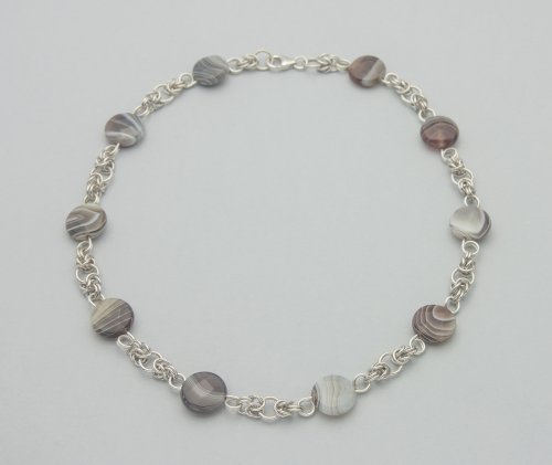 Kylie Jones's Botswana Agate Half Byzantine Chain Maille Necklace  - , Chain Maille Jewelry, Making Chain, Chain Making , stone and chain maille necklace