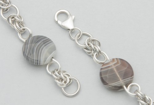 Kylie Jones's Botswana Agate Half Byzantine Chain Maille Necklace  - , Chain Maille Jewelry, Making Chain, Chain Making , stone and chain maille necklace