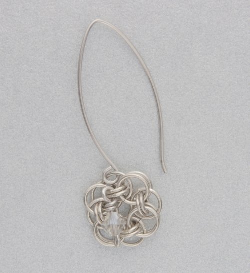 Kylie Jones's Sterling Silver Chain Maille Bridal Earrings - , Chain Maille Jewelry, Making Chain, Chain Making , Add the ear wire to the earring.