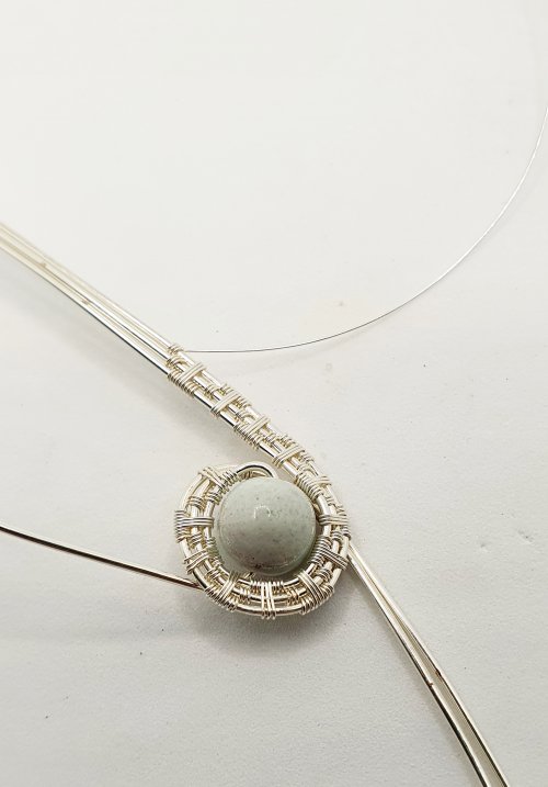 Natalie Patten's Woven Wire Pendant and Earrings Set - , Wire Weaving, Weaving, Wire Weaving, Weaving Wire, woven wire pendant and earring set