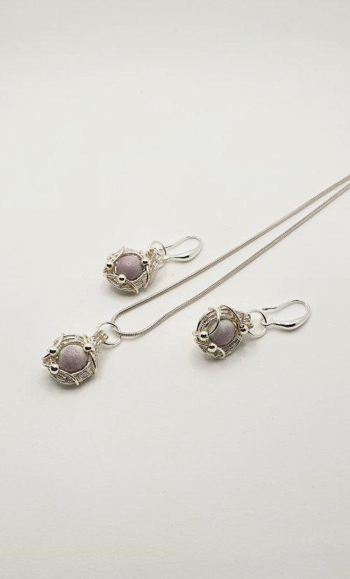 Natalie Patten's Woven Wire Pendant and Earrings Set - , Wire Weaving, Weaving, Wire Weaving, Weaving Wire, woven wire pendant and earring set