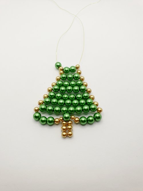 Natalie Patten's Beaded Wire Christmas Tree Ornament - , Holiday Designs, Coiling, Coiling Wire, Wire Coiling, Lashing, Wire Lashing, Wire Wrapping, Wrapping, Wire Wrapping Jewelry, Beads, wire beaded Christmas tree ornament
