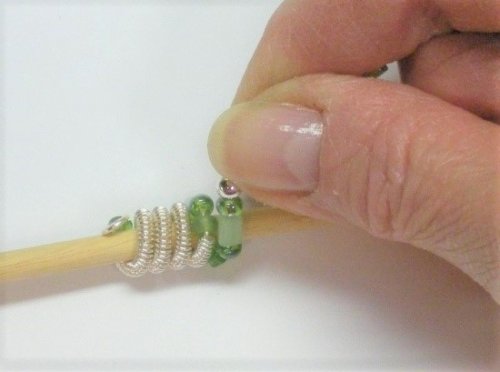 Judy Larson's Coiled, Beaded Slide - , Contemporary Wire Jewelry, Coiling, Coiling Wire, Wire Coiling, coiled beaded slide