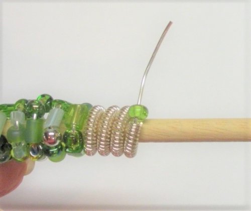 Judy Larson's Coiled, Beaded Slide - , Contemporary Wire Jewelry, Coiling, Coiling Wire, Wire Coiling, coiled beaded slide