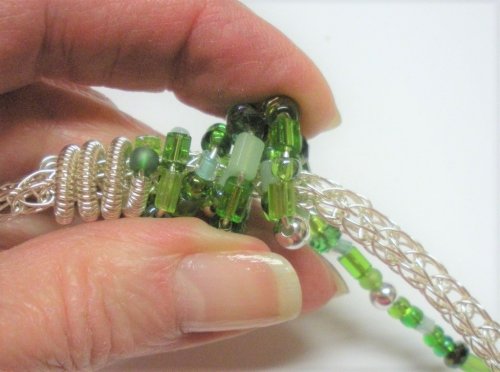 Judy Larson's Coiled, Beaded Slide - , Contemporary Wire Jewelry, Coiling, Coiling Wire, Wire Coiling, coiled beaded slide