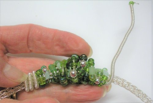 Judy Larson's Coiled, Beaded Slide - , Contemporary Wire Jewelry, Coiling, Coiling Wire, Wire Coiling, coiled beaded slide