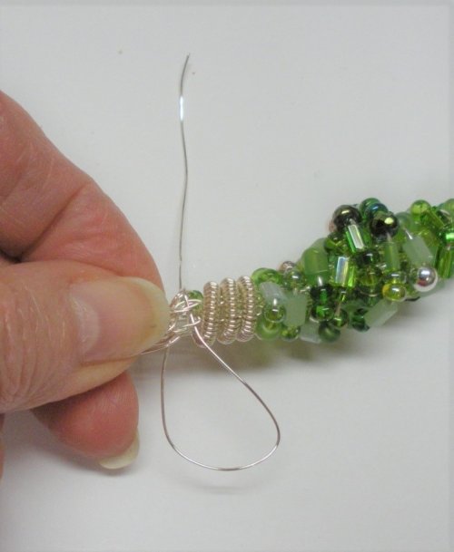 Judy Larson's Coiled, Beaded Slide - Optional Finishing For Both Methods in Order to Permanently Hold It In Place:, Contemporary Wire Jewelry, Coiling, Coiling Wire, Wire Coiling, coiled beaded slide