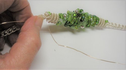 Judy Larson's Coiled, Beaded Slide - Optional Finishing For Both Methods in Order to Permanently Hold It In Place:, Contemporary Wire Jewelry, Coiling, Coiling Wire, Wire Coiling, coiled beaded slide