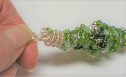 Judy Larson's Coiled, Beaded Slide - Optional Finishing For Both Methods in Order to Permanently Hold It In Place:, Contemporary Wire Jewelry, Coiling, Coiling Wire, Wire Coiling, coiled beaded slide