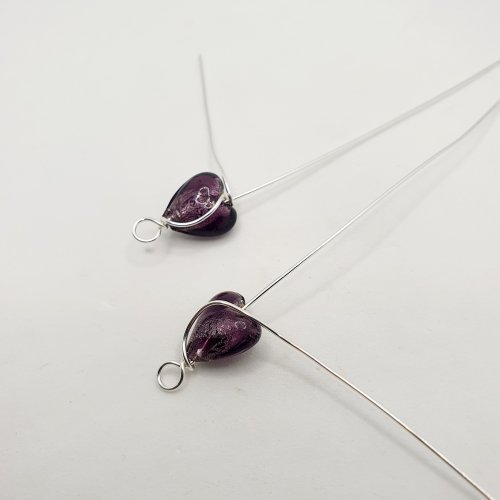 Natalie Patten's Valentine Heart Wire Earrings - , Holiday Designs, Wire Wrapping, Wrapping, Wire Wrapping Jewelry, curve the wire over the heart bead