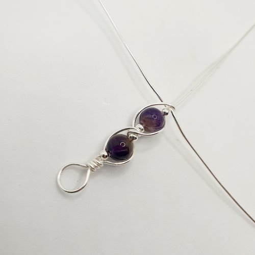 Natalie Patten's Gemstone and Spacer Bead Bangle - , Contemporary Wire Jewelry, Wire Wrapping, Wrapping, Wire Wrapping Jewelry, Beads, , bring the second wire over