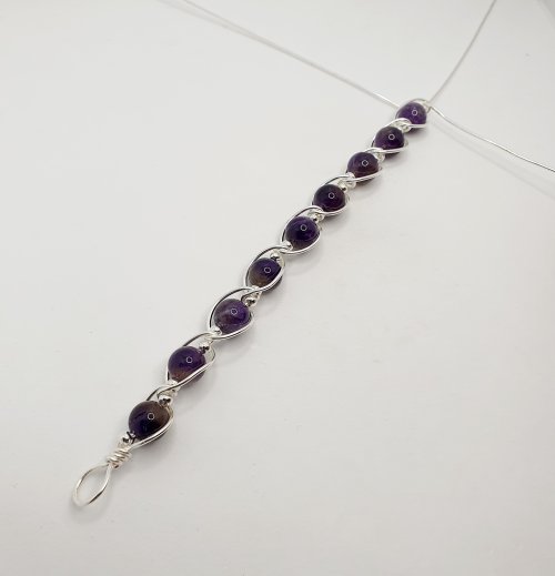 Natalie Patten's Gemstone and Spacer Bead Bangle - , Contemporary Wire Jewelry, Wire Wrapping, Wrapping, Wire Wrapping Jewelry, Beads, , continue this pattern until you reach the desired length