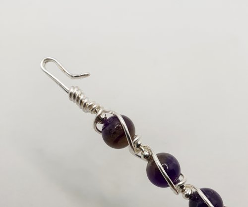 Natalie Patten's Gemstone and Spacer Bead Bangle - , Contemporary Wire Jewelry, Wire Wrapping, Wrapping, Wire Wrapping Jewelry, Beads, , slightly bend up the tip of the hook