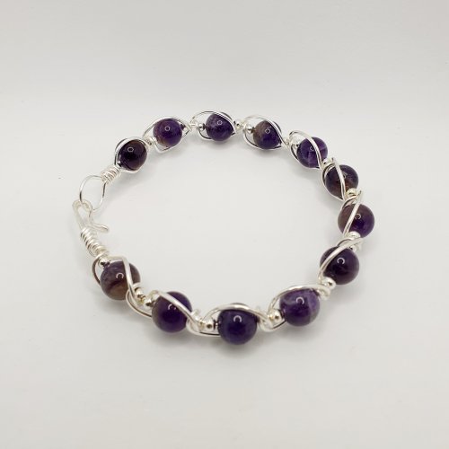 Natalie Patten's Gemstone and Spacer Bead Bangle - , Contemporary Wire Jewelry, Wire Wrapping, Wrapping, Wire Wrapping Jewelry, Beads, , form your bracelet
