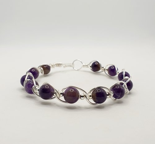 Natalie Patten's Gemstone and Spacer Bead Bangle - , Contemporary Wire Jewelry, Wire Wrapping, Wrapping, Wire Wrapping Jewelry, Beads, , form your bracelet