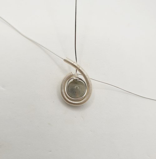 Natalie Patten's Coiled Wire Earrings - , Contemporary Wire Jewelry, Coiling, Coiling Wire, Wire Coiling, bring the coiled wire around the bead