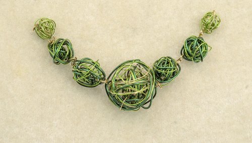 Nancy Chase's Canna Leaf Wire Tornado Bead Necklace - , Contemporary Wire Jewelry, Wire Wrapping, Wrapping, Wire Wrapping Jewelry, connect the beads with jump rings