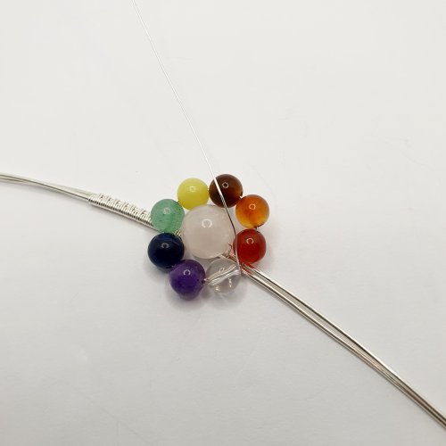 Natalie Patten's Adjustable Wire Wrapped Cocktail Ring - , Contemporary Wire Jewelry, Wire Wrapping, Wrapping, Wire Wrapping Jewelry, lay the weaving wire across the beads