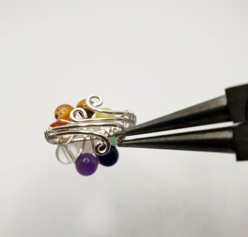 Natalie Patten's Adjustable Wire Wrapped Cocktail Ring - , Contemporary Wire Jewelry, Wire Wrapping, Wrapping, Wire Wrapping Jewelry, curl the ends of the base wires