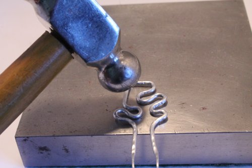 Judy Freyer Thompson's Jigsaw Puzzle Earrings - , Contemporary Wire Jewelry, Forging, Forging Jewelry, Jewelry Forging, Texturing, Wire Wrapping, Wrapping, Wire Wrapping Jewelry, hammer the earrings
