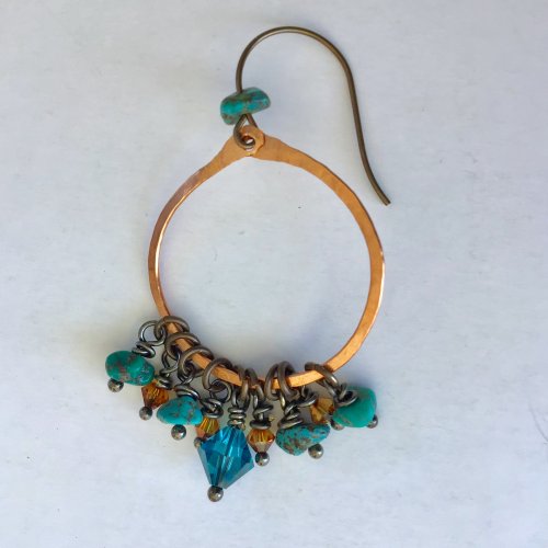 Kristal Wick's Vintage Turquoise Earrings - , Contemporary Wire Jewelry, Forging, Forging Jewelry, Jewelry Forging, How To Punch Holes, Hole Punching, Punch A Hole, Loops, Wire Loop, Wrapped Wire Loop, vintage turquoise earrings