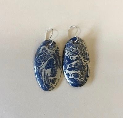 Torch Fired Crackle Enamel Earrings