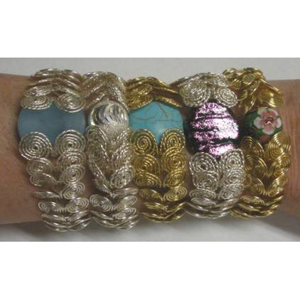 Focal Bead Egyptian Coiled Bracelet