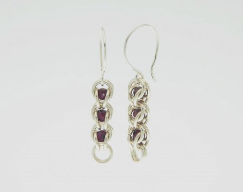 Garnet Chain Maille Earrings