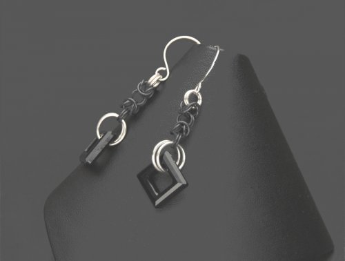 Byzantine Chain Maille Swarovski Crystal Earrings