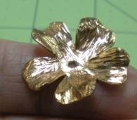 Judy Larson's Petal Forming on a Wood Block - , Metalwork, Dapping, Dapping Jewelry, Sawing, Saw, Wire Saw, Texturing, Design, Textured petal flower