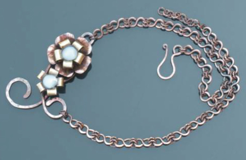 Judy Larson's Petal Forming on a Wood Block - , Metalwork, Dapping, Dapping Jewelry, Sawing, Saw, Wire Saw, Texturing, Design, Petal flower necklace