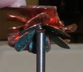 Judy Larson's Using a Tile to Cut Rivets - , Metalwork, How To Punch Holes, Hole Punching, Punch A Hole, Riveting, Riveting Techniques, Wire Rivets, Tools, Holding copper rivet in place