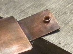 Judy Larson's Using Tiles on Tube Rivets and Eyelets - , Metalwork, How To Punch Holes, Hole Punching, Punch A Hole, Riveting, Riveting Techniques, Wire Rivets, Design, Tools, Slightly flared copper rivet tube