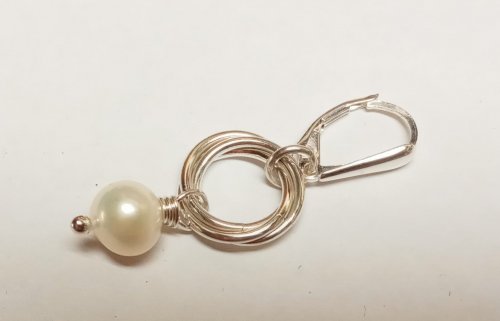Judy Larson's Mobius Pearl Drop Earrings - , Contemporary Wire Jewelry, Butane Torch, Soldering, Solder, mobius pearl drop earrings