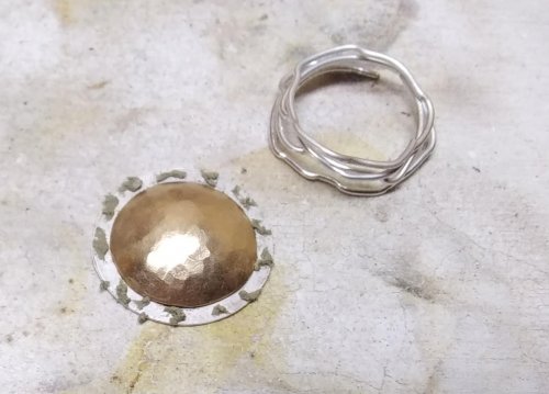 Judy Larson's Soldering a Dome to a Backplate - , Metalwork, Butane Torch, Soldering, Solder, Soldering a dome to a back plate