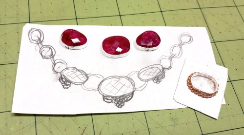 Judy Larson's Chunky Chain Inspiration - , Wire Jewelry Design, Design, sketching the necklace